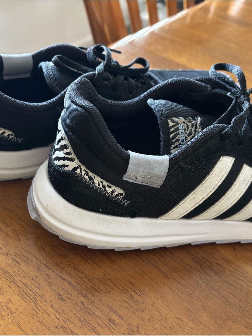 Women’s Black and White Athletic Sneakers with Zebra Accent